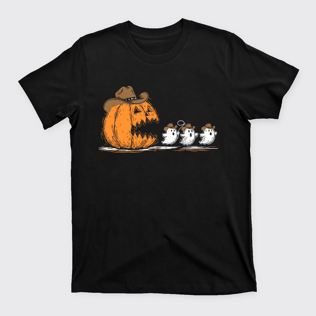 Spooky Halloween Pumpkin Chasing Ghost T-Shirts