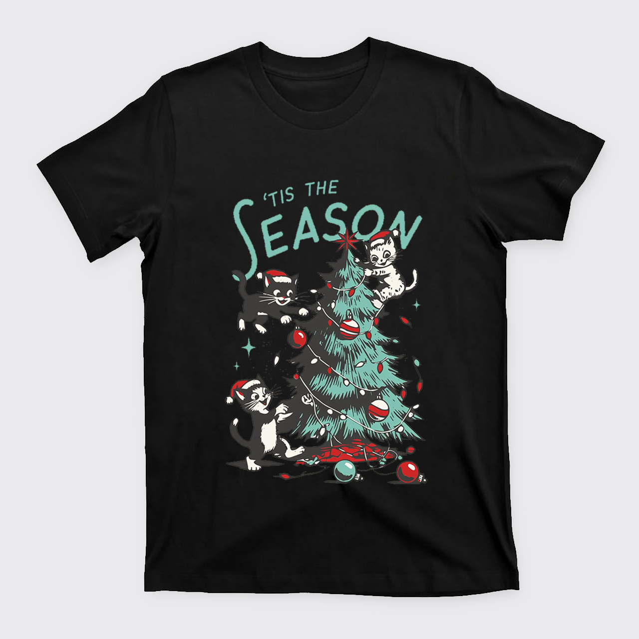 Cats Messing with Christmas Tree T-Shirts