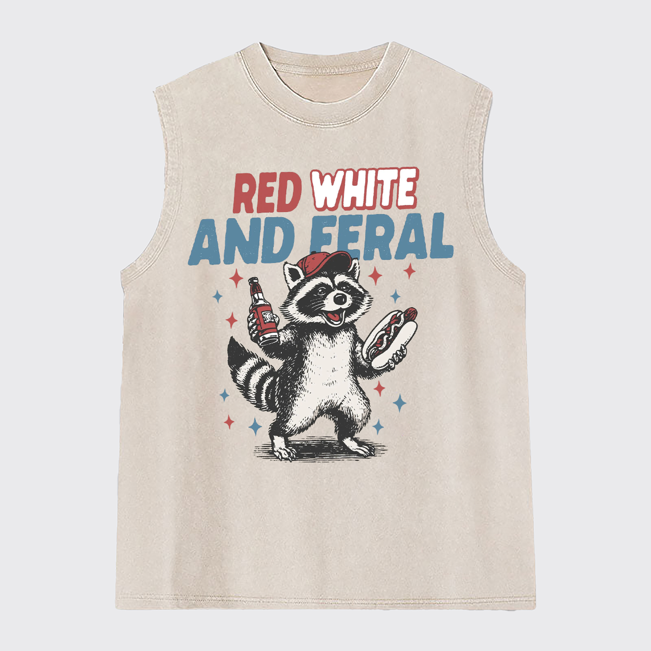 Funny Raccoon-Humorous 4th Of July Washed Tanks