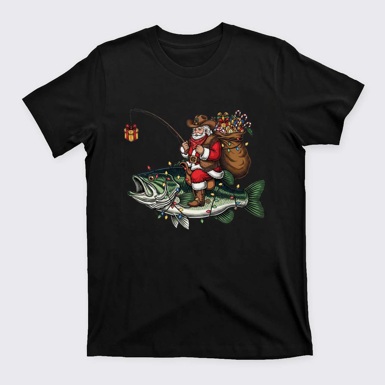 Fishing Santa Christmas Bass Fish T-Shirts