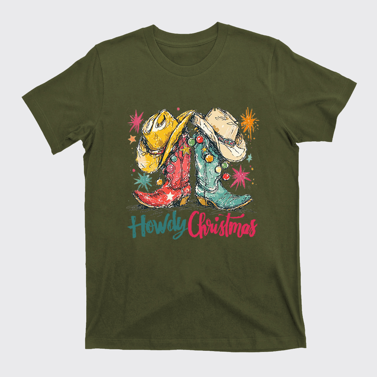 Howdy Christmas Western Cowboy Boot T-Shirts