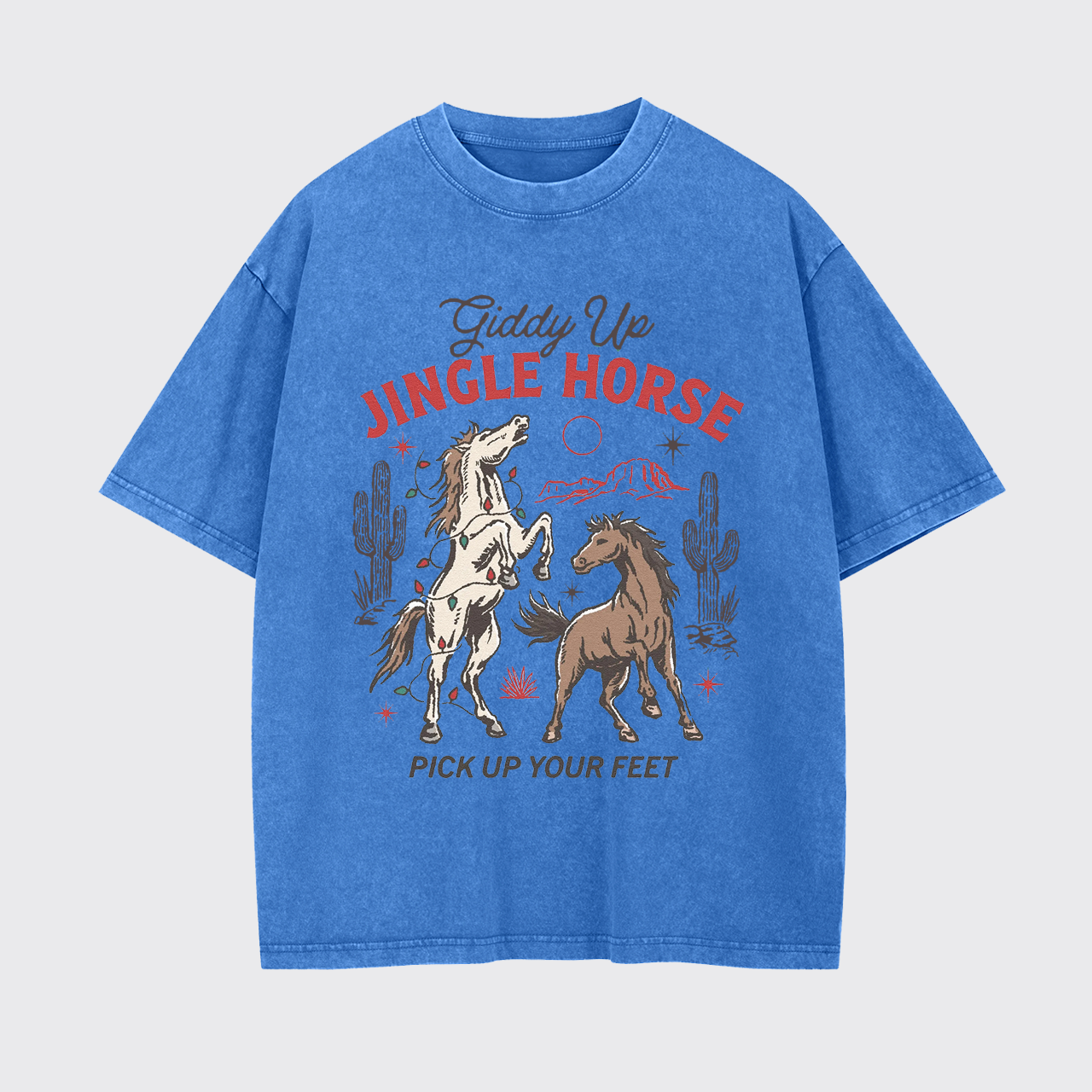 Giddy Up Jingle Horse Christmas Garment-dye Tees
