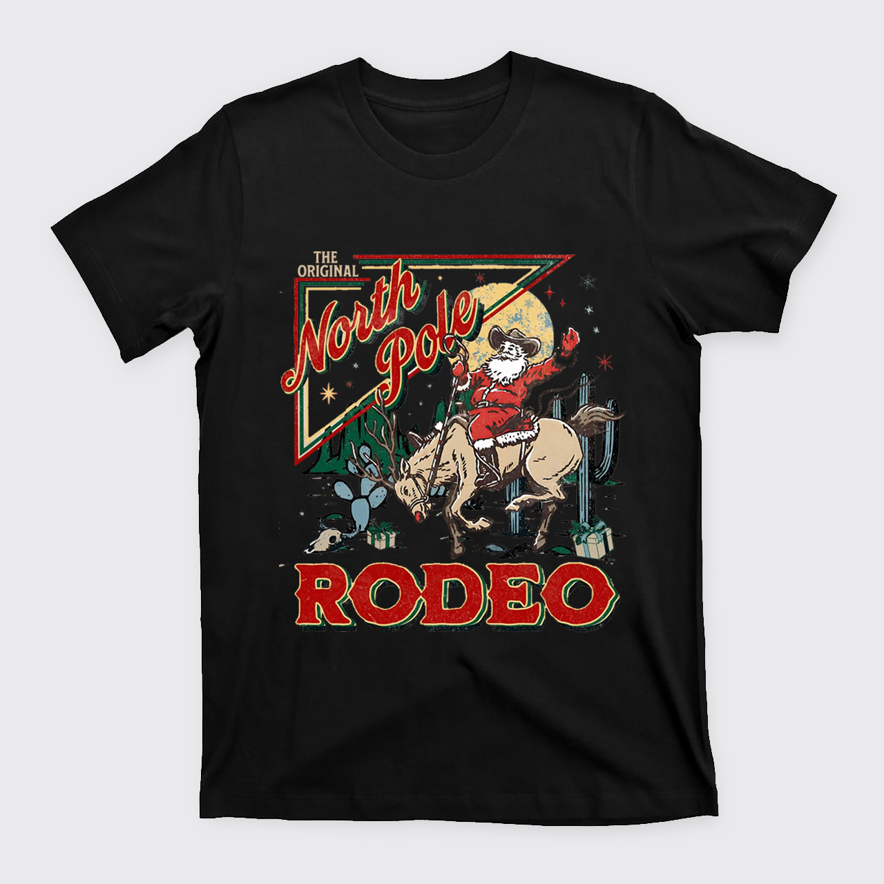 Retro North Pole Rodeo Cowboy Santa Christmas T-Shirts