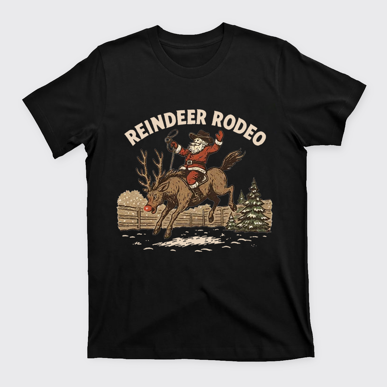 Reindeer Rodeo Santa Cowboy Christmas T-Shirts