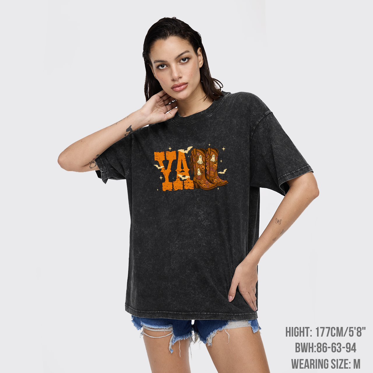 Y'all Halloween Cowboy Boot Garment-dye Tees