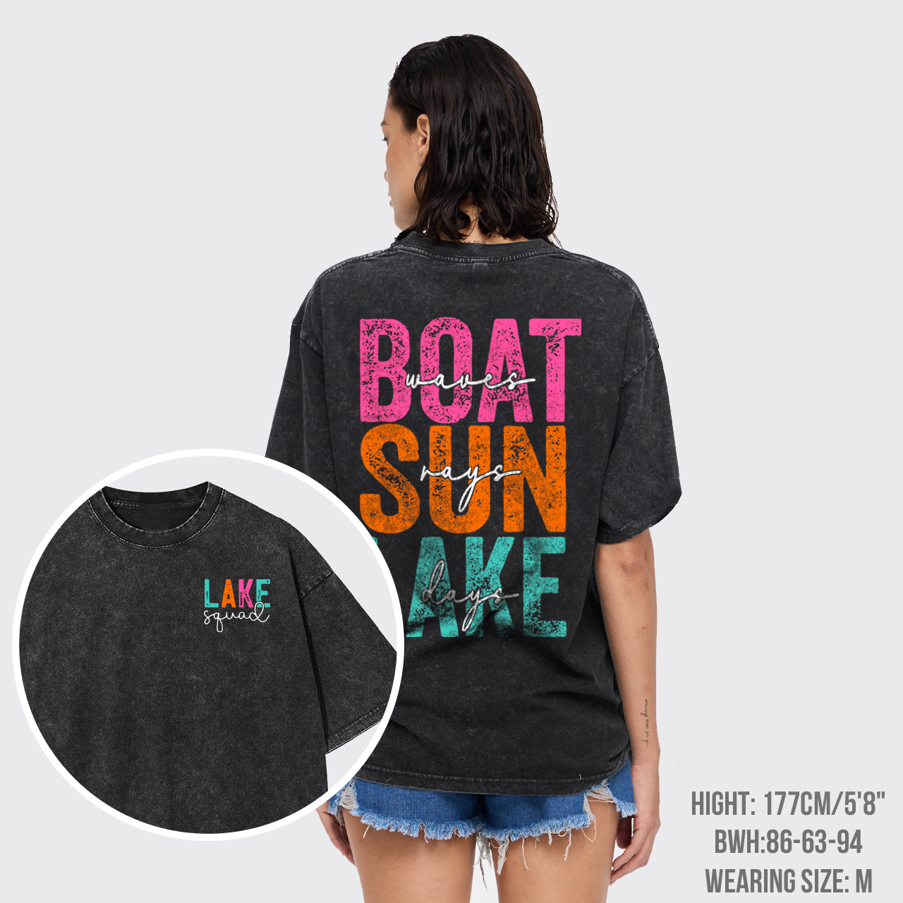 Hello Summer,Boat Waves Sun Rays Lake Garment-dye Tees