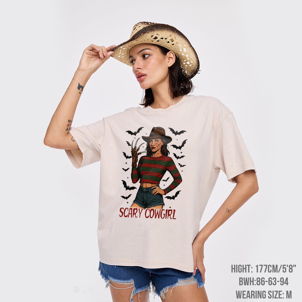 Scary Cowgirl Halloween Horror Garment-dye Tees