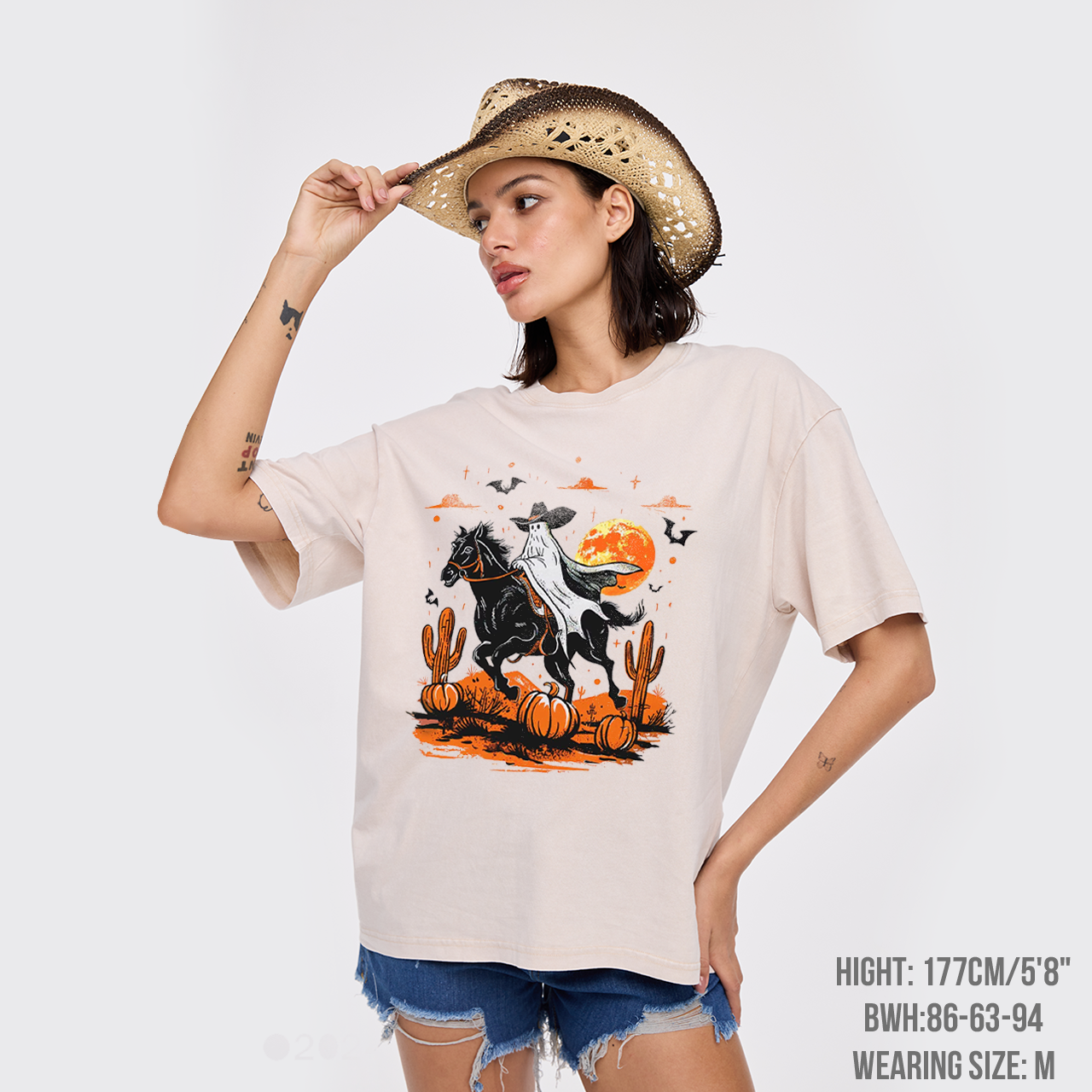 Retro Halloween Ghost Rider Garment-dye Tees