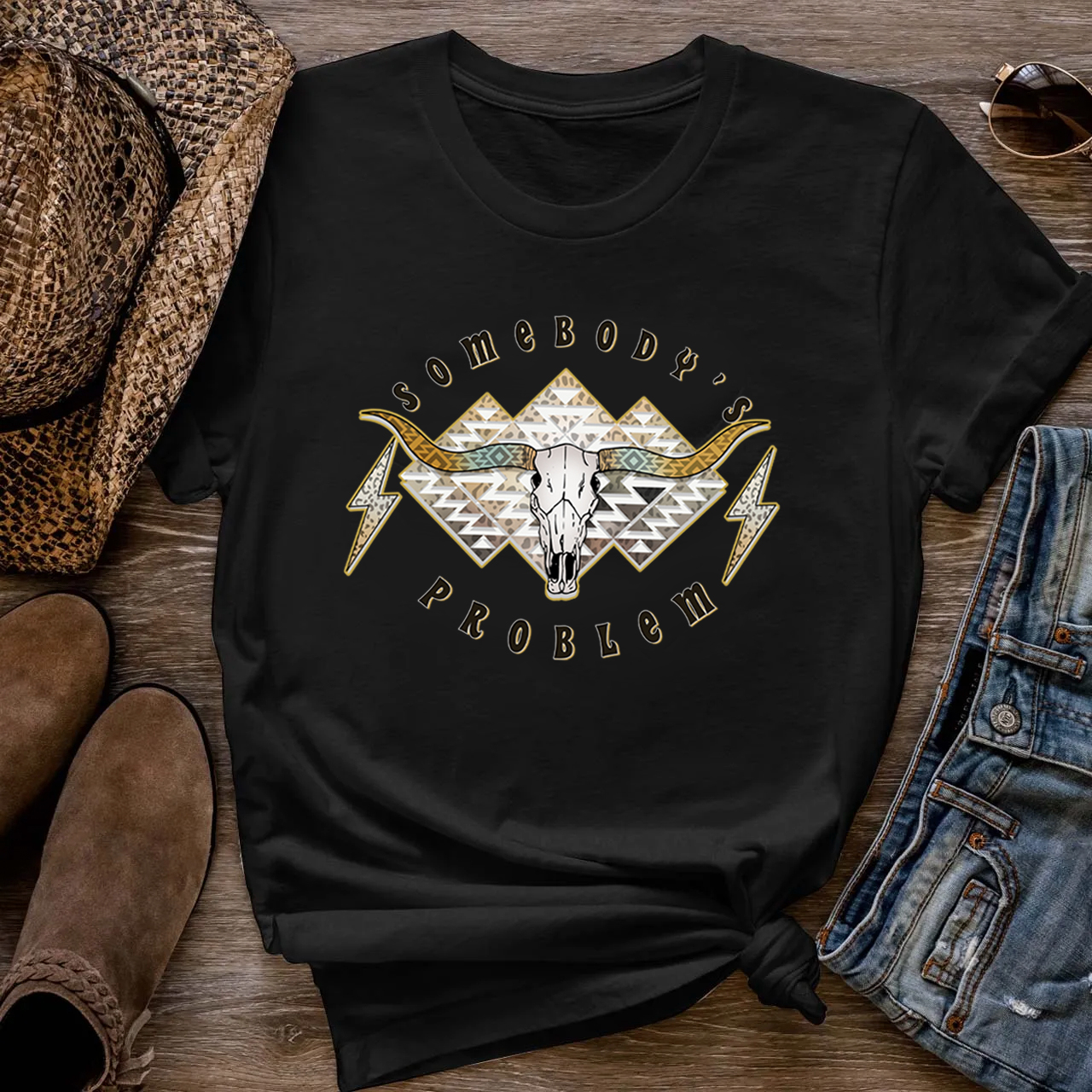 Boho Skull Somebody's Problem T-Shirts