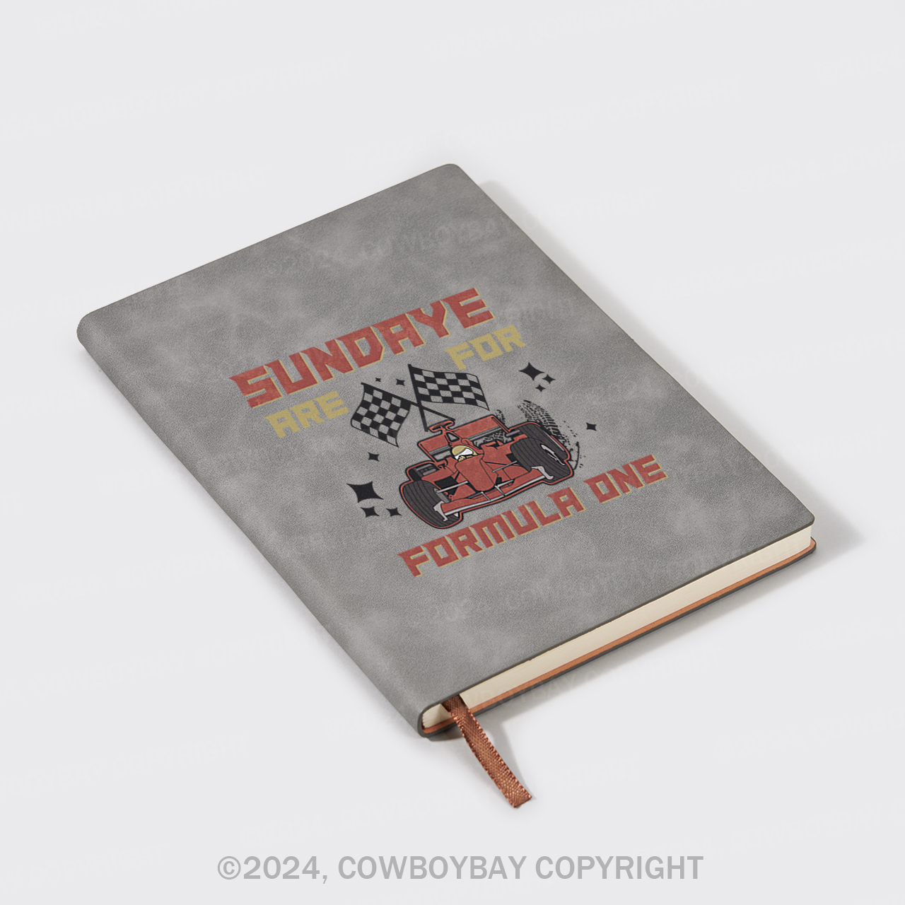 A5 Vintage Sheepbark Notebook-Sundays Are For F1 Racing