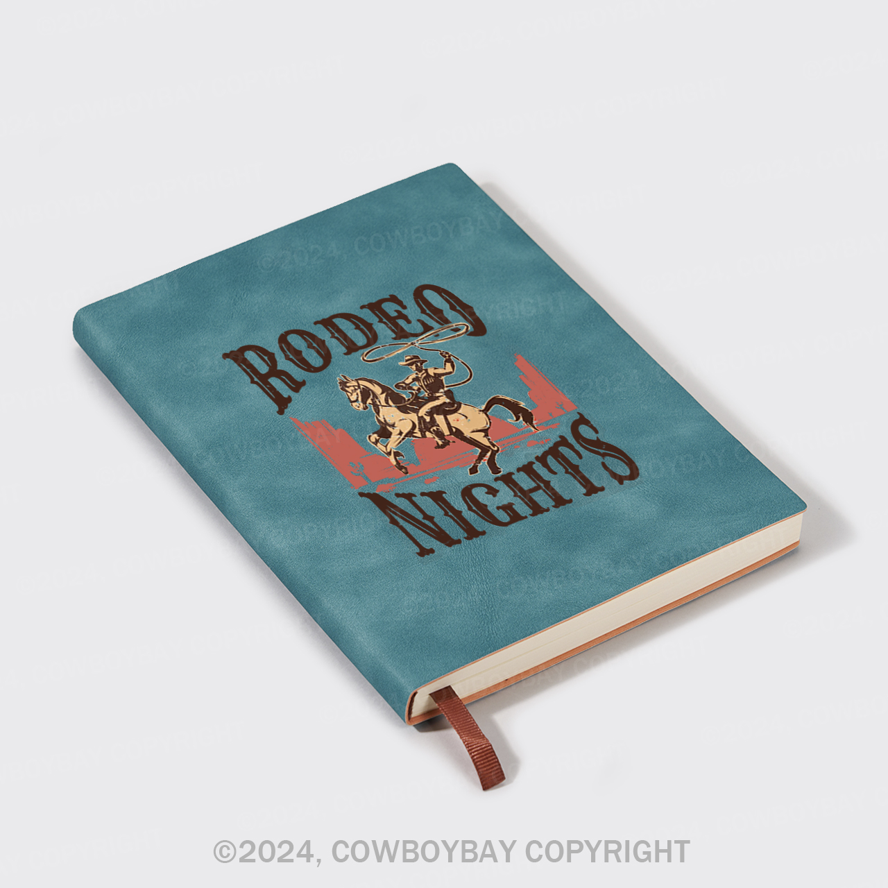 A5 Vintage Sheepbark Notebook-Rodeo Nights Cowboy