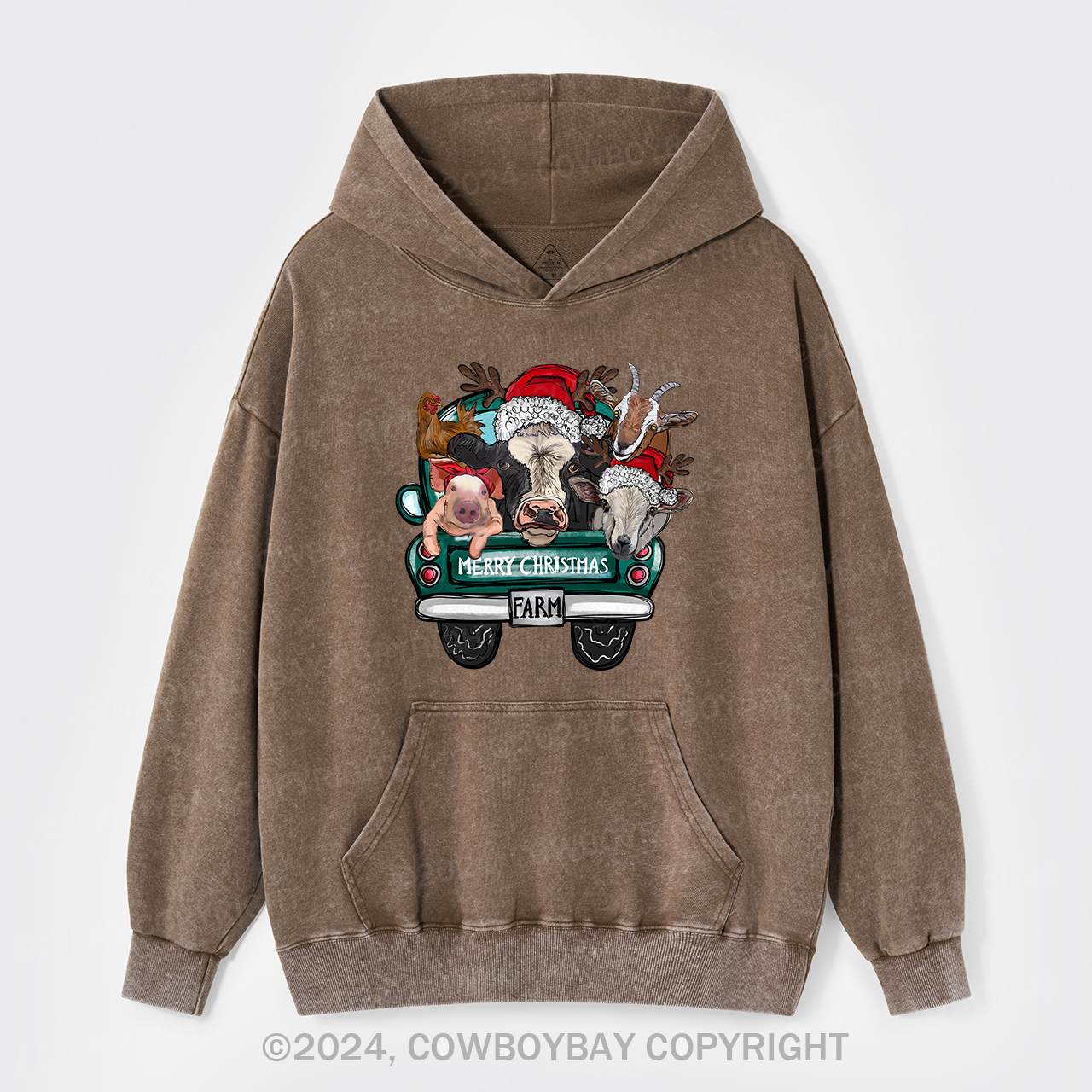 Attend A Christmas Party With Three Farm Pets Garment-Dye Hoodies