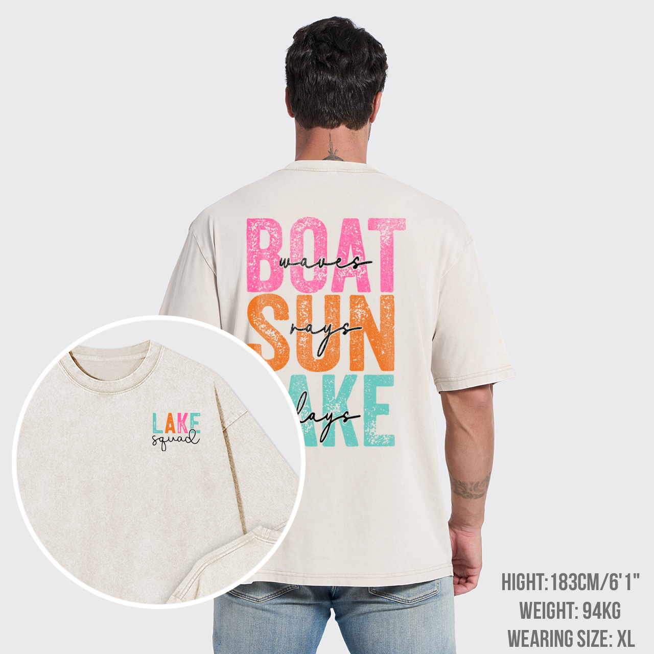 Hello Summer,Boat Waves Sun Rays Lake Garment-dye Tees