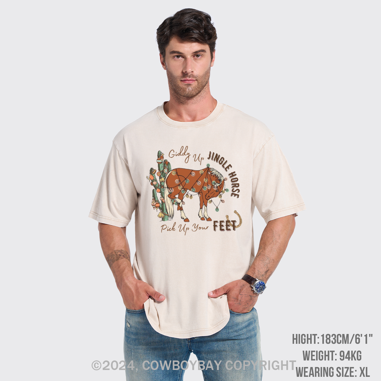 Giddy Up Jingle Horse Pick Up Your Feet Garment-dye Tees