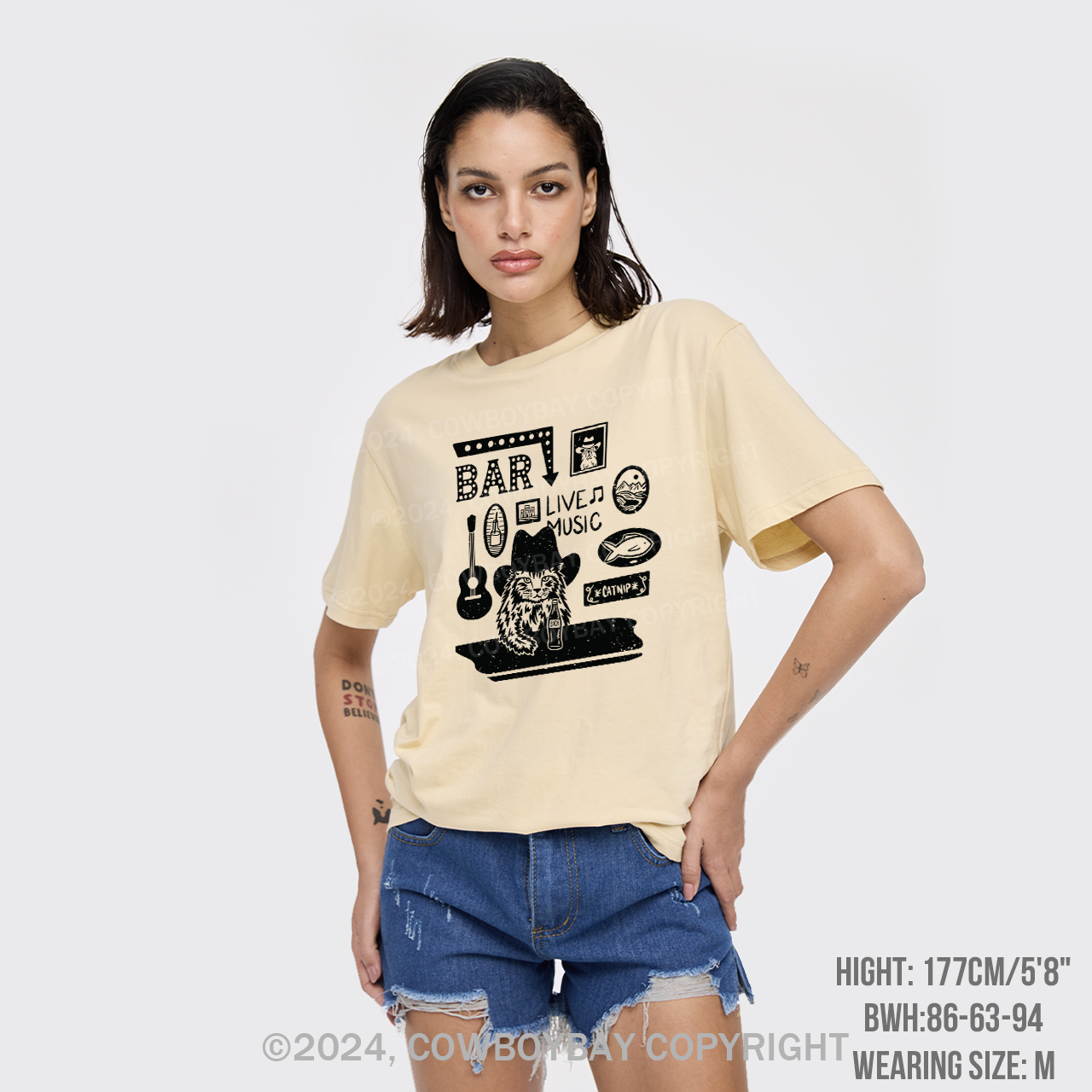 Cat with A Cowboy Hat In A Country Bar T-Shirts