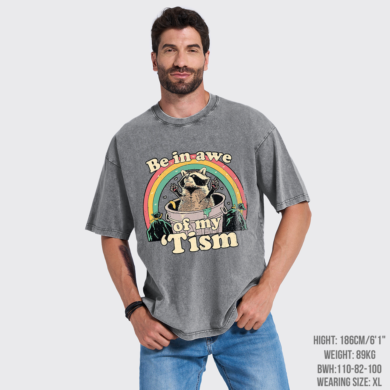Funny Opossum-Be In Awe Of My 'Tism Garment-dye Tees