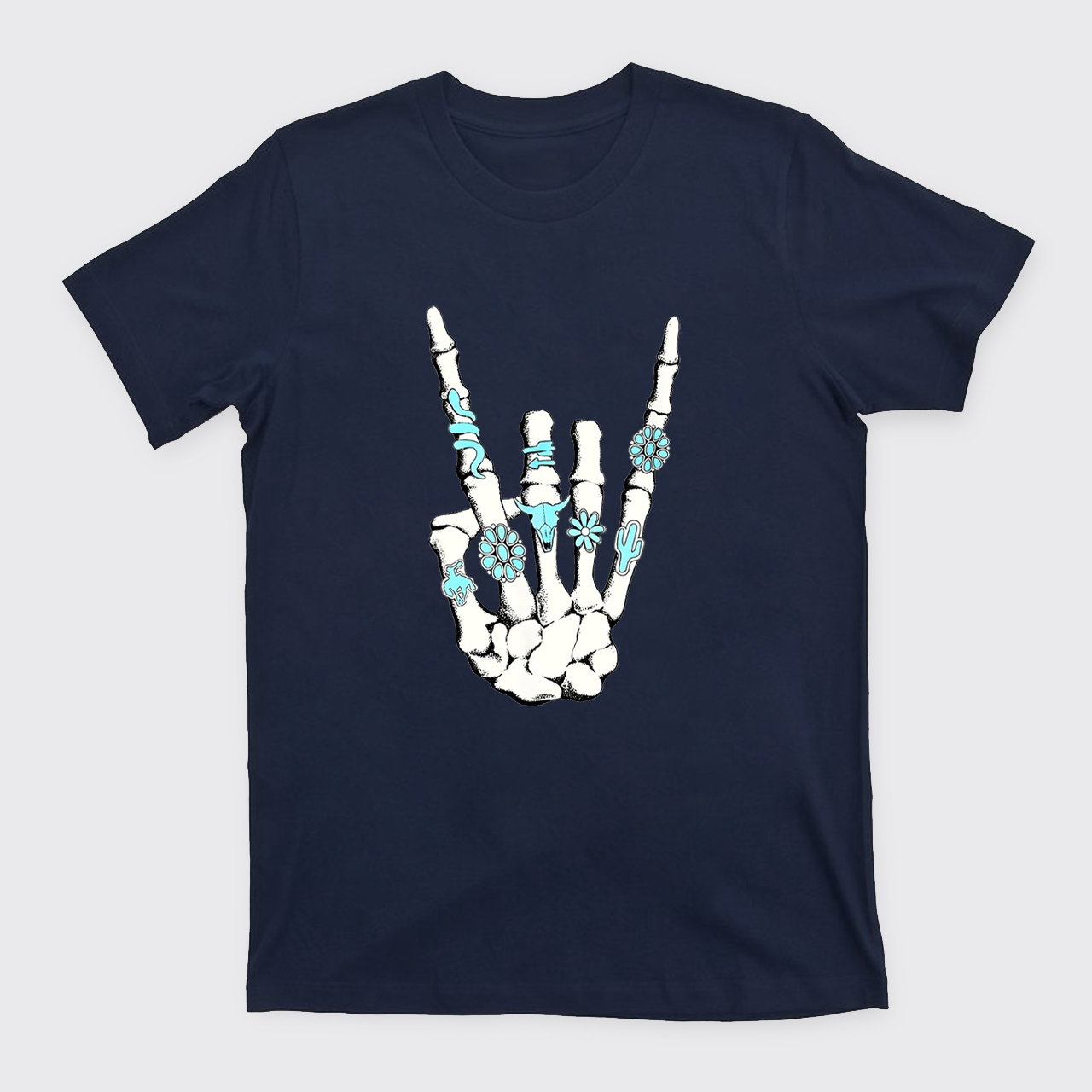 Western Rock On Skeleton T-Shirts