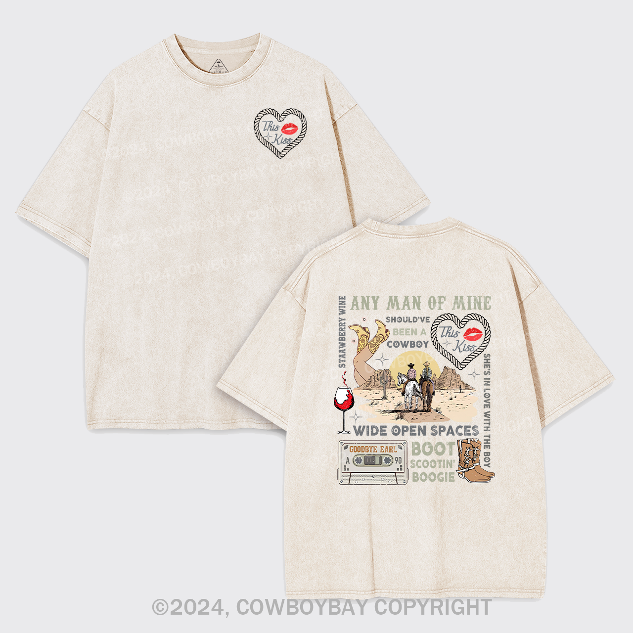 90s Country Music Any Man Of Mine Valentine Garment-dye Tees