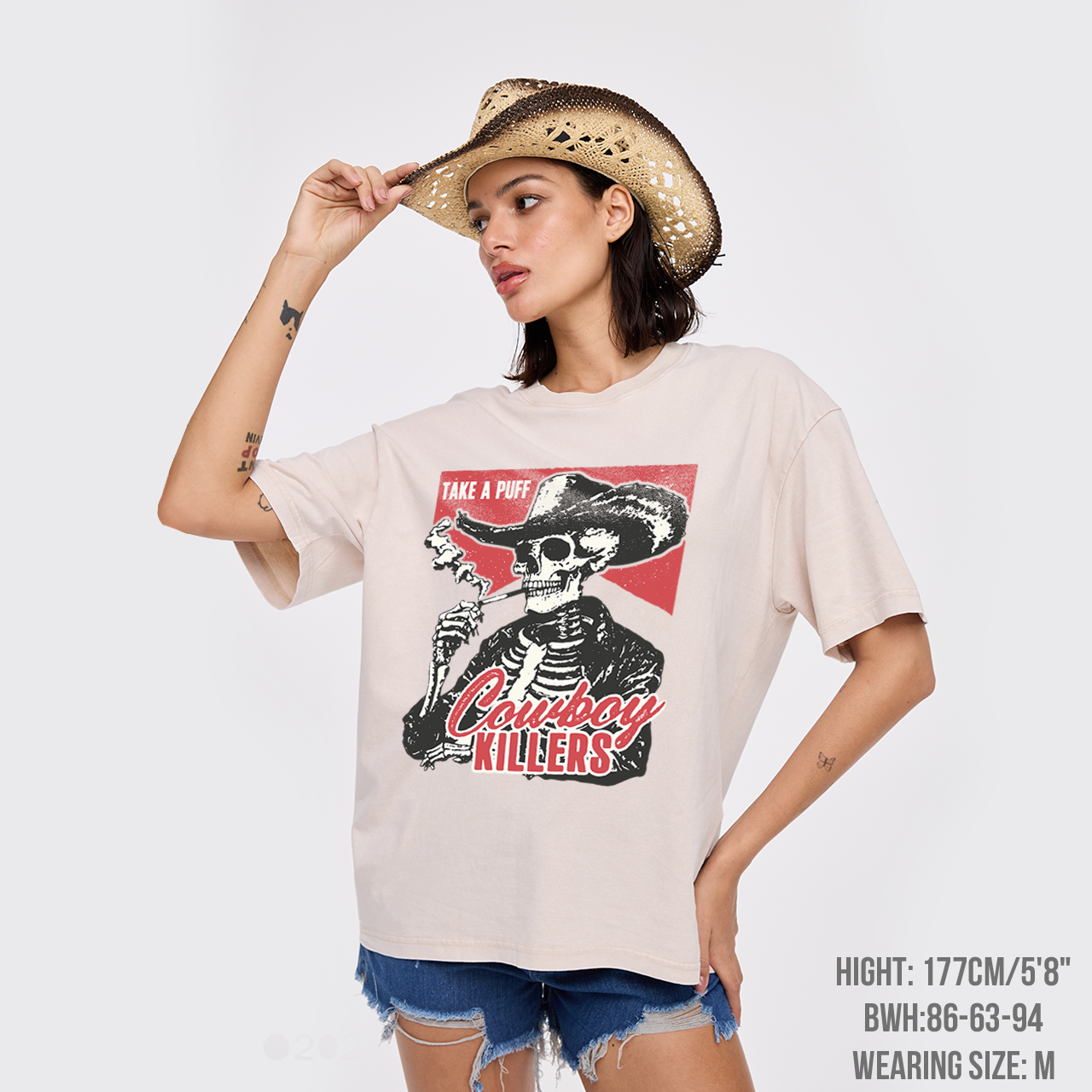 Smoking Skeleton Garment-dye Tees