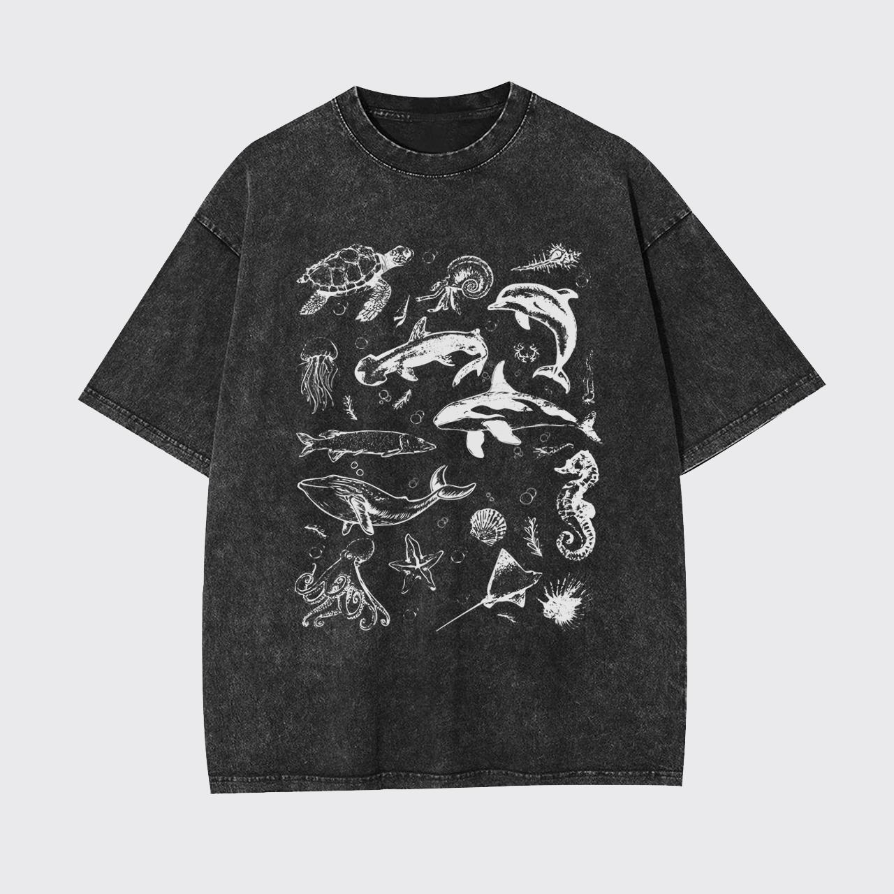 Sea Animal 90s Retro Garment-dye Tees