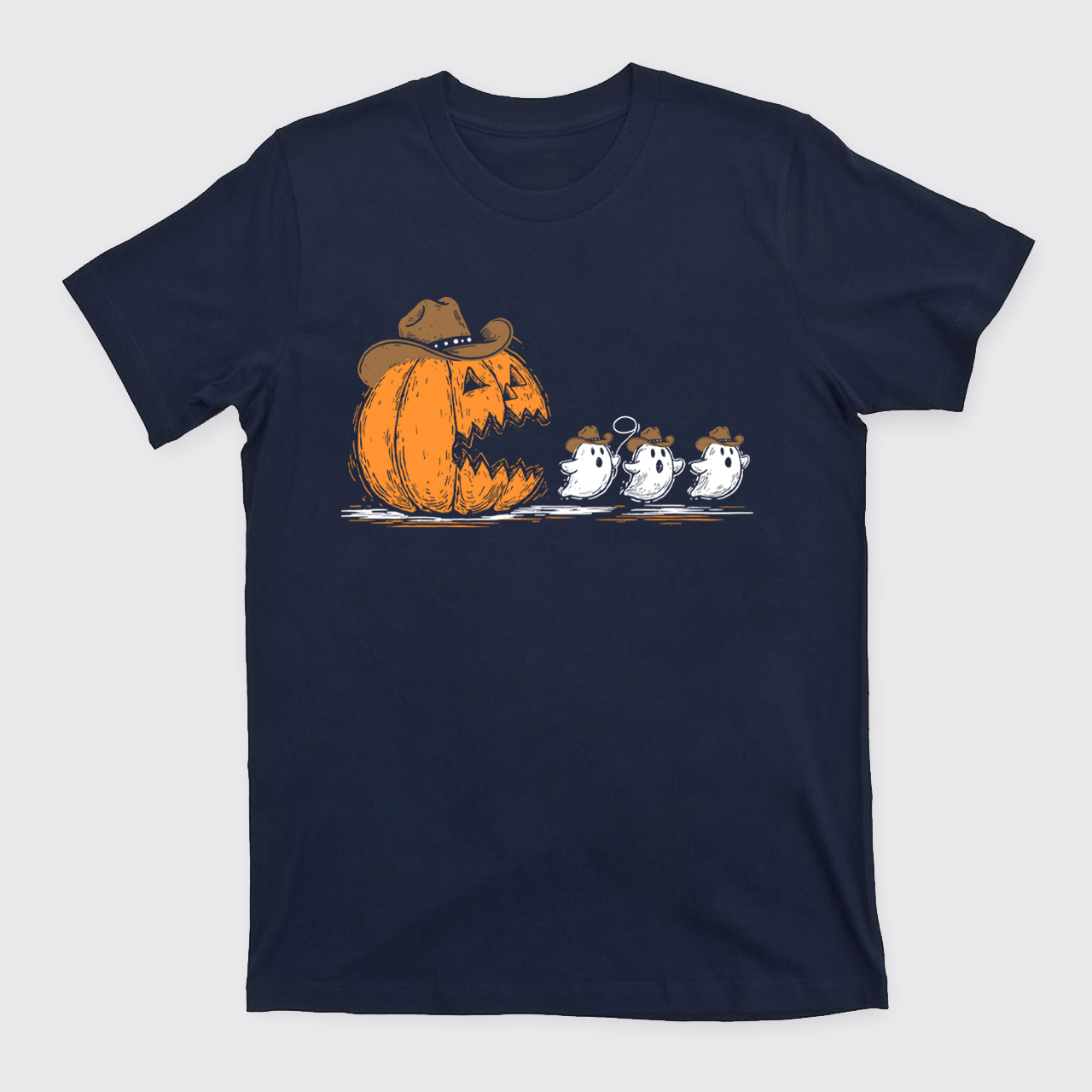 Spooky Halloween Pumpkin Chasing Ghost T-Shirts