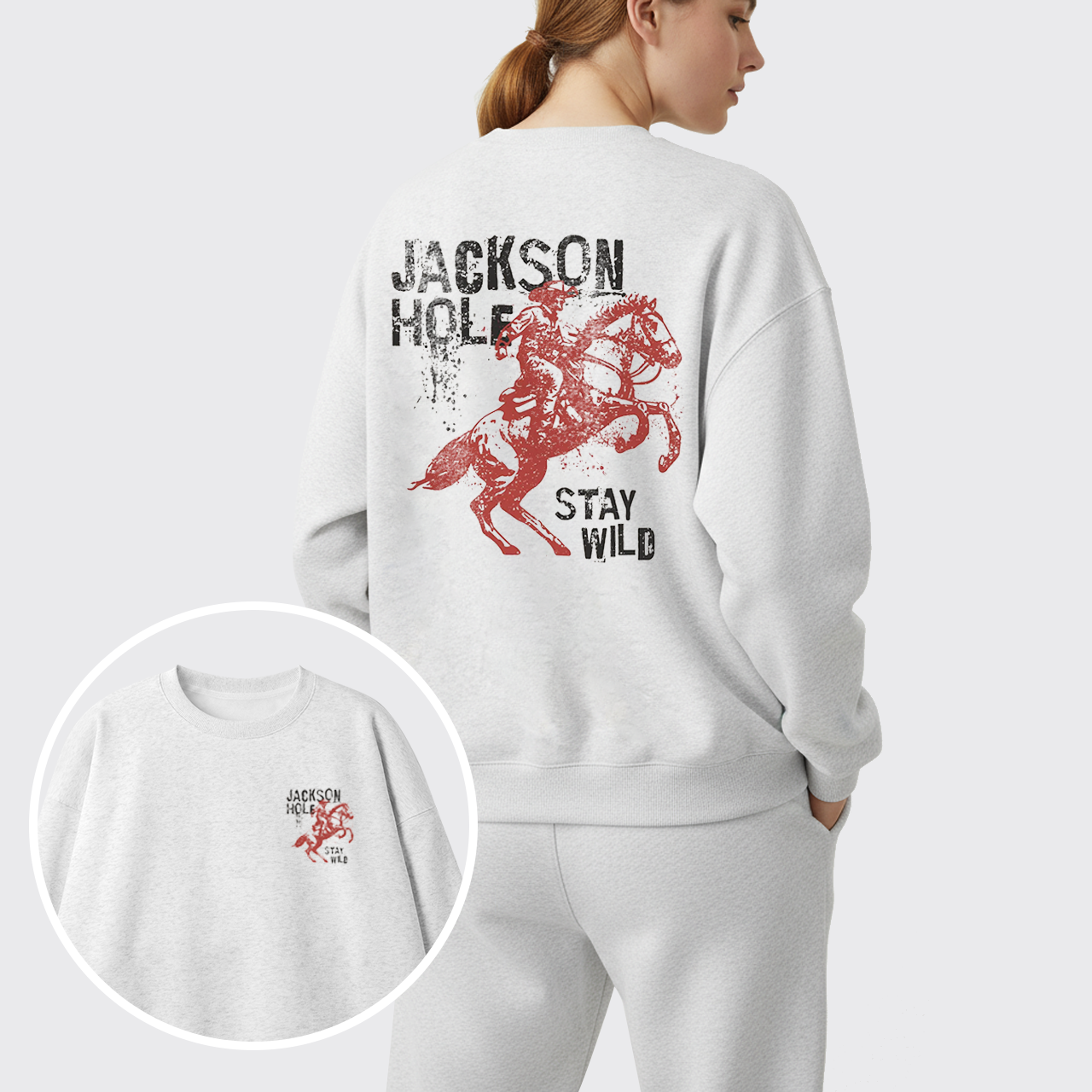 Retro Western Wildflower Wild Horses Fleece Sweatshirt