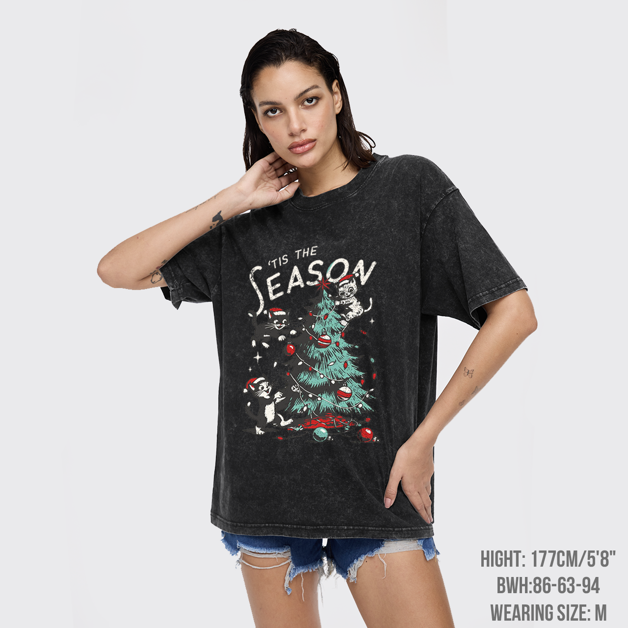 Cats Messing with Christmas Tree Garment-dye Tees