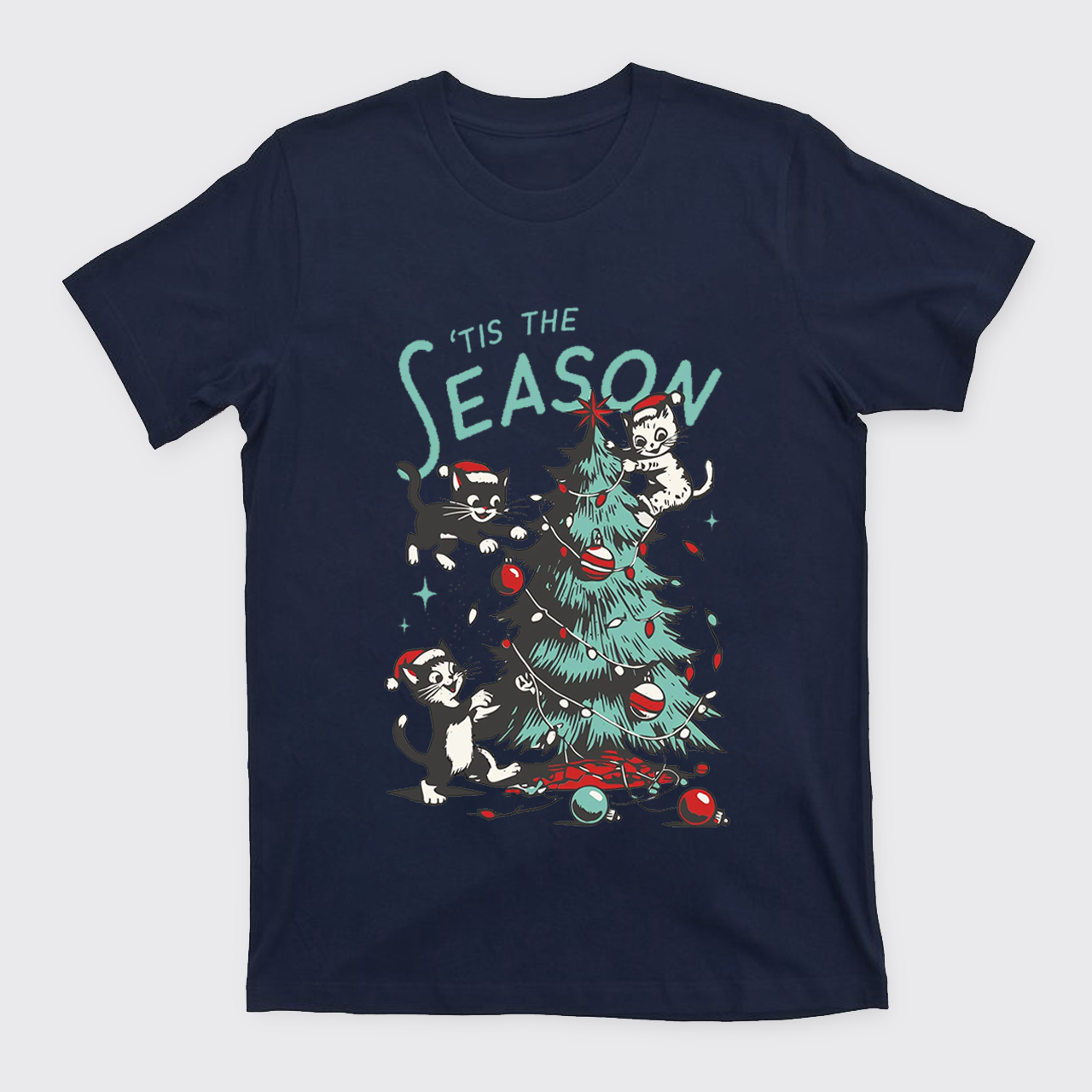 Cats Messing with Christmas Tree T-Shirts