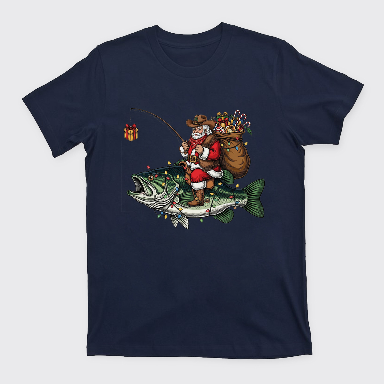 Fishing Santa Christmas Bass Fish T-Shirts