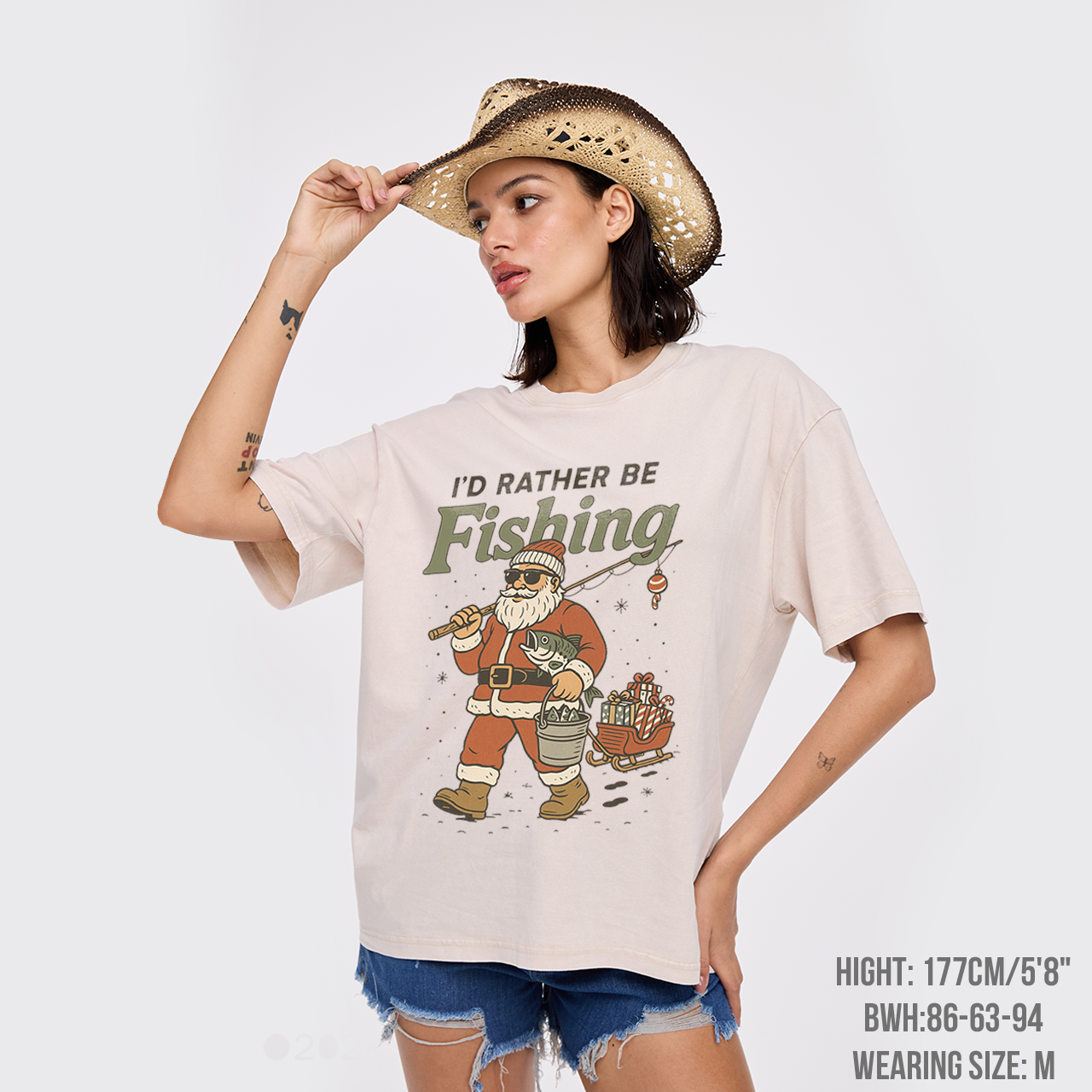 Vintage Santa Fishing Garment-dye Tees