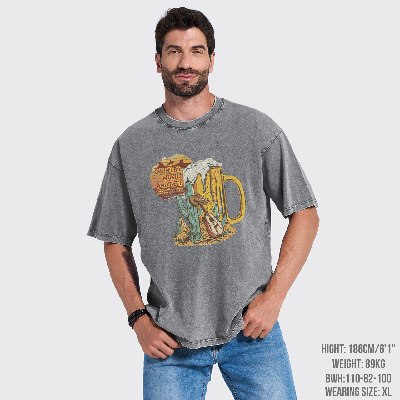Country Music And Beer Garment-dye Tees