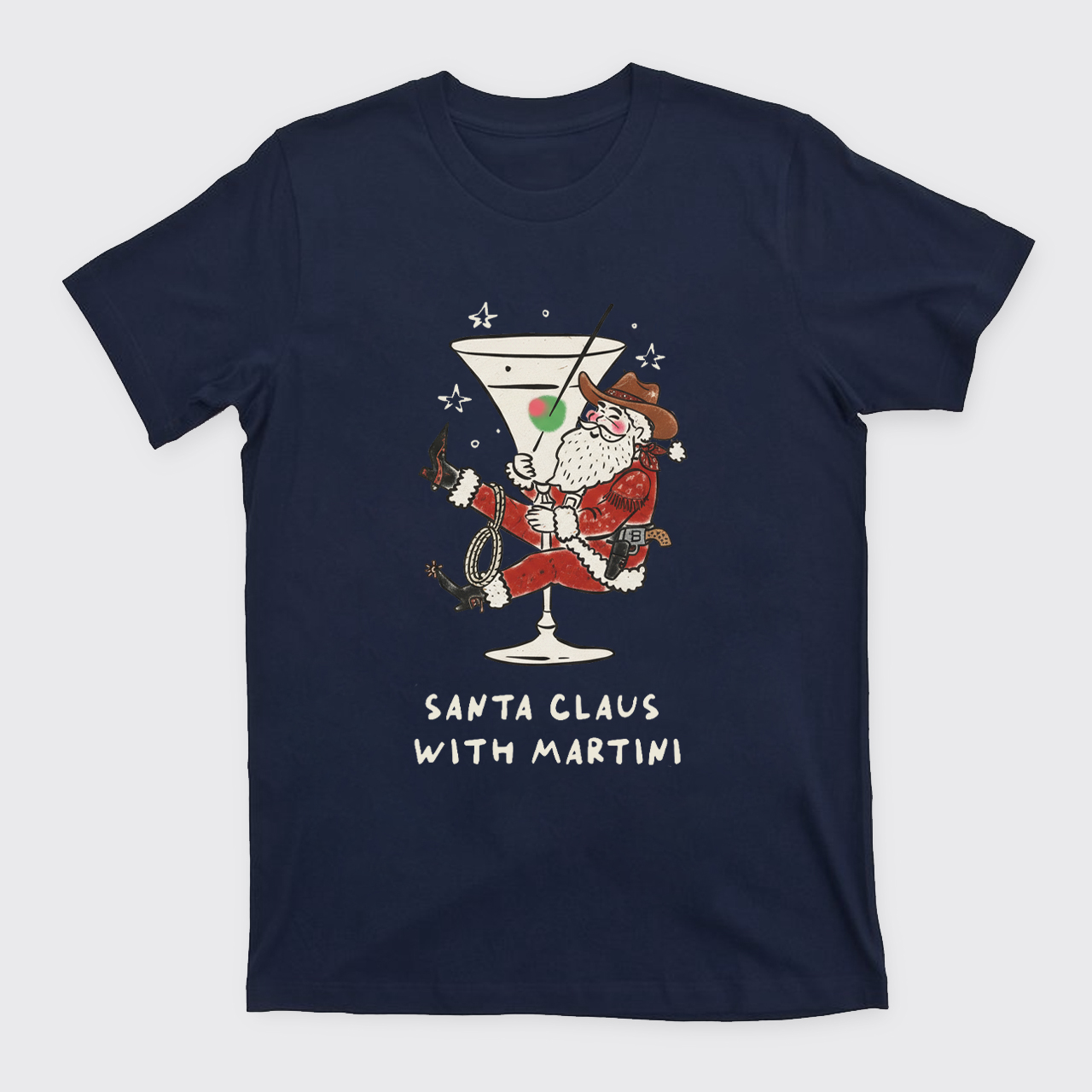 Santa Claus with Martini T-Shirts