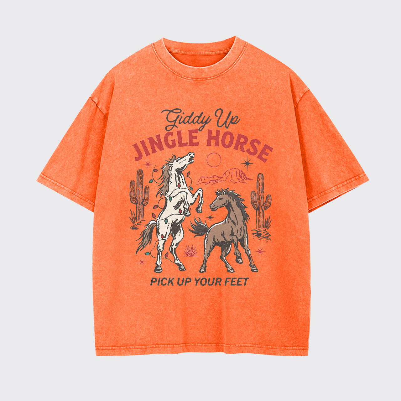 Giddy Up Jingle Horse Christmas Garment-dye Tees