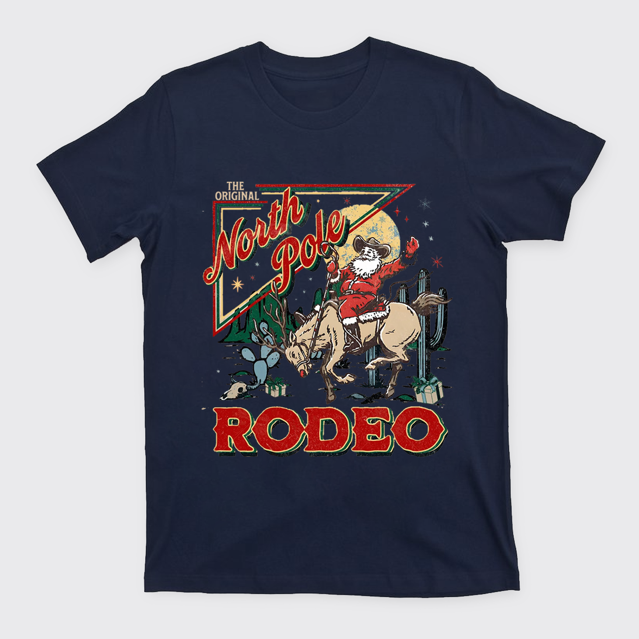 Retro North Pole Rodeo Cowboy Santa Christmas T-Shirts