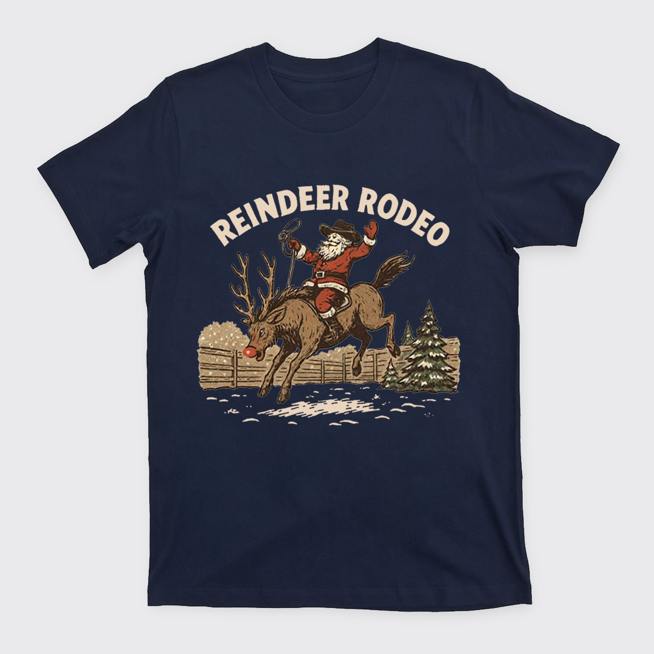 Reindeer Rodeo Santa Cowboy Christmas T-Shirts