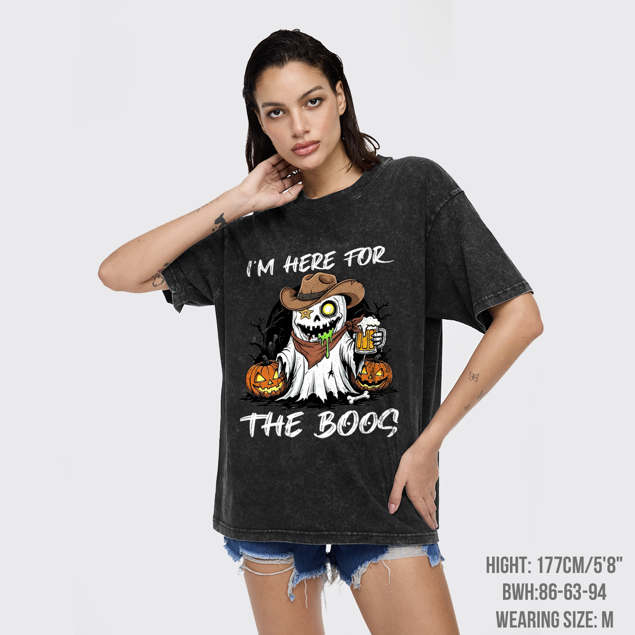 Funny Halloween Ghost and Beer Garment-dye Tees