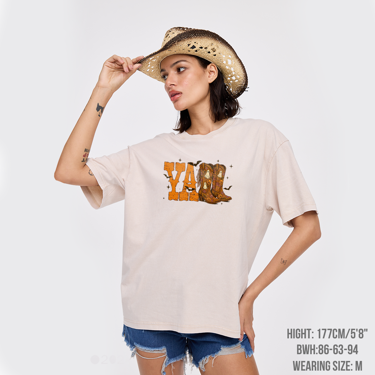 Y'all Halloween Cowboy Boot Garment-dye Tees