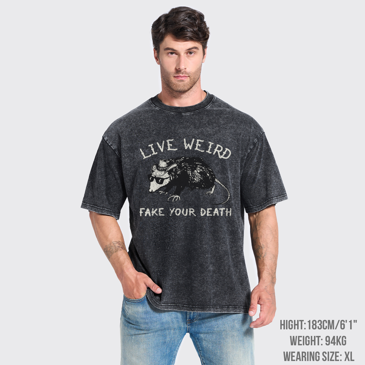 Live Weird Fake Your Death Silly Possum Garment-dye Tees
