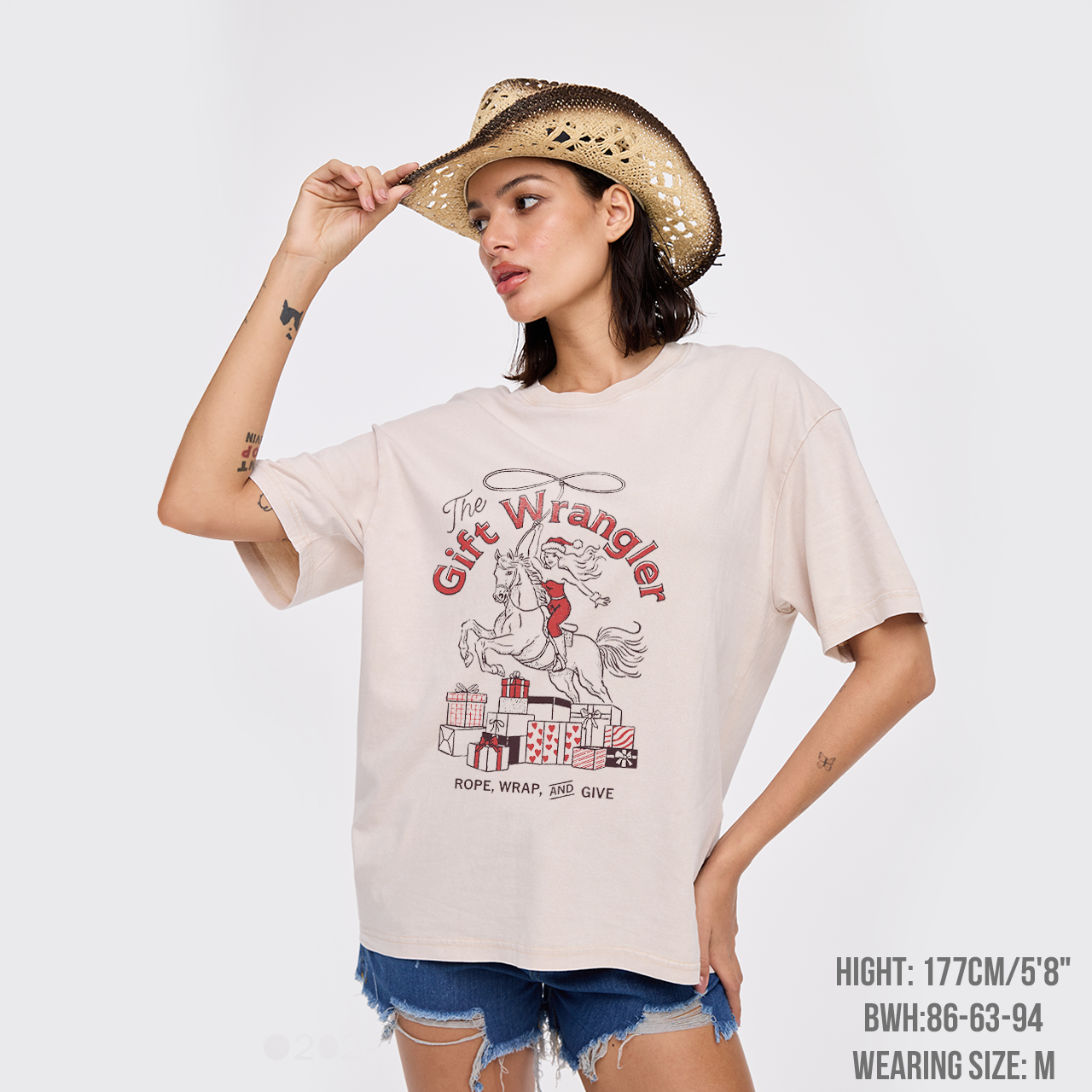 Retro Christmas Cowgirl Gift Garment-dye Tees