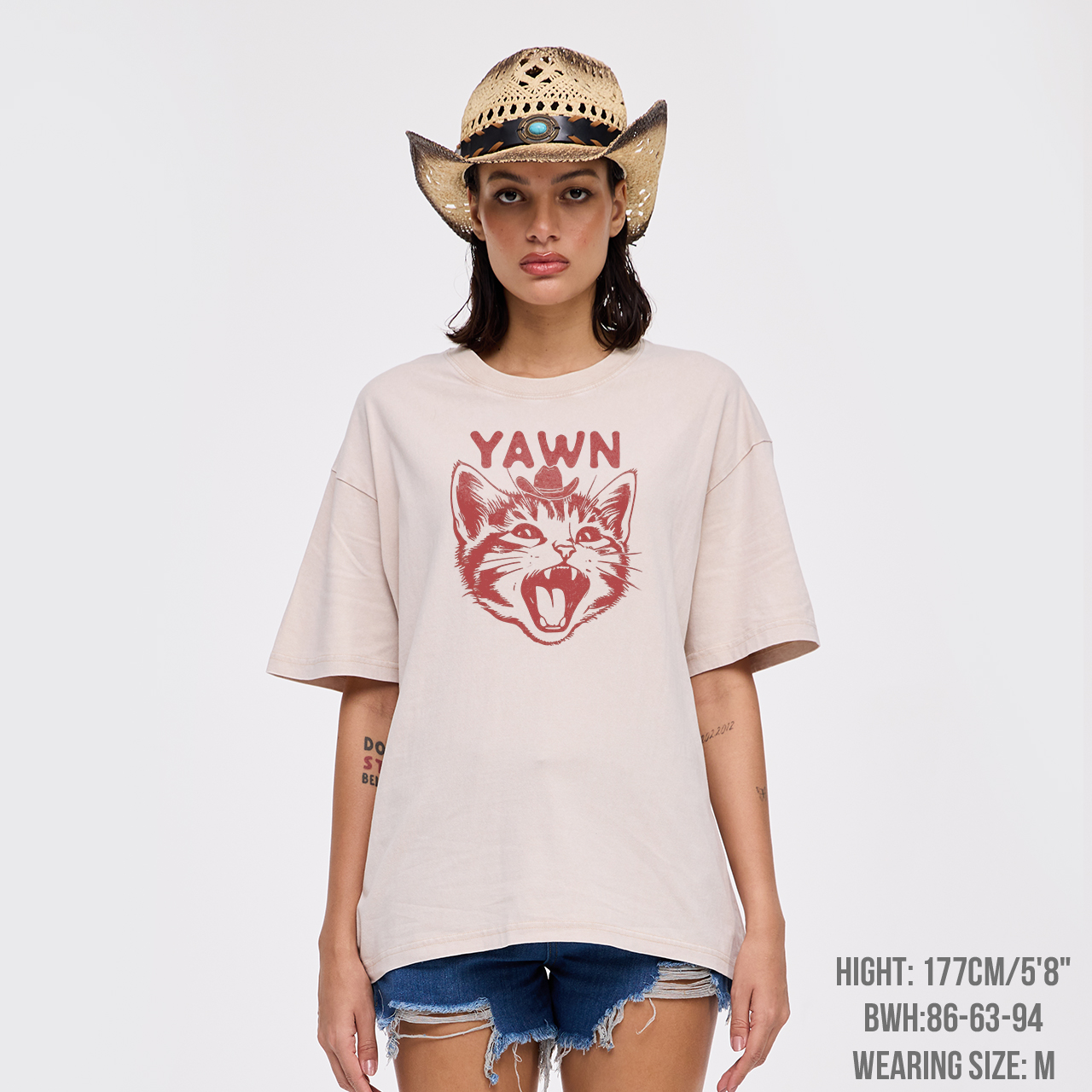 Yawn Retro Kitten Garment-dye Tees