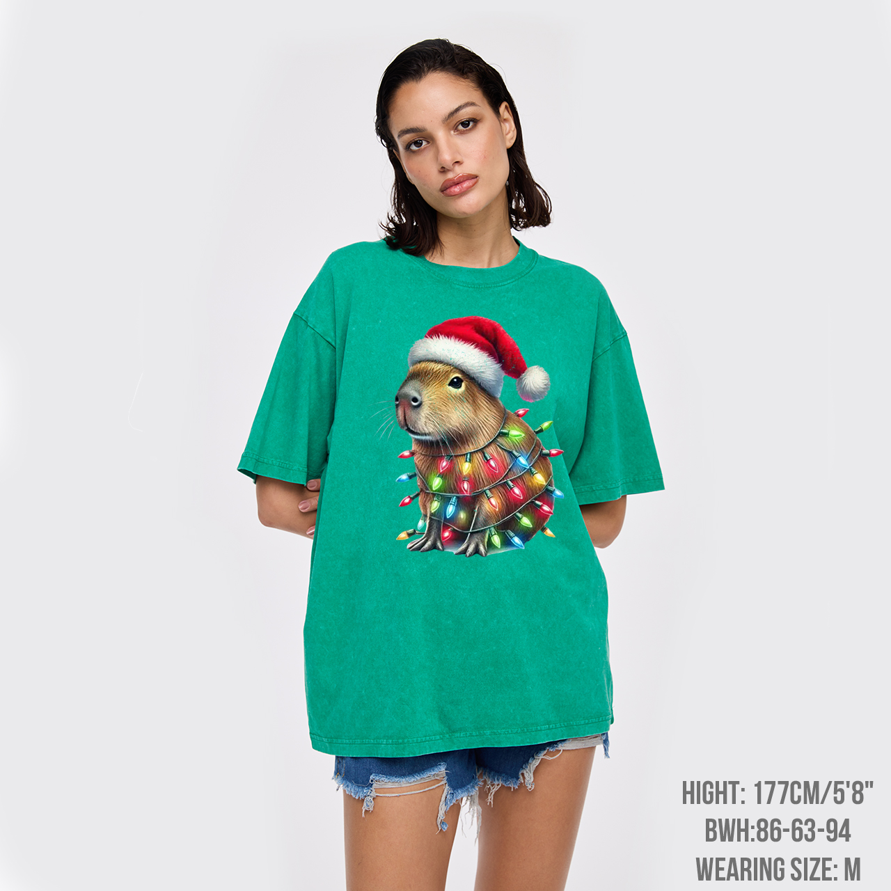 Capybara Christmas Lights Garment-dye Tees