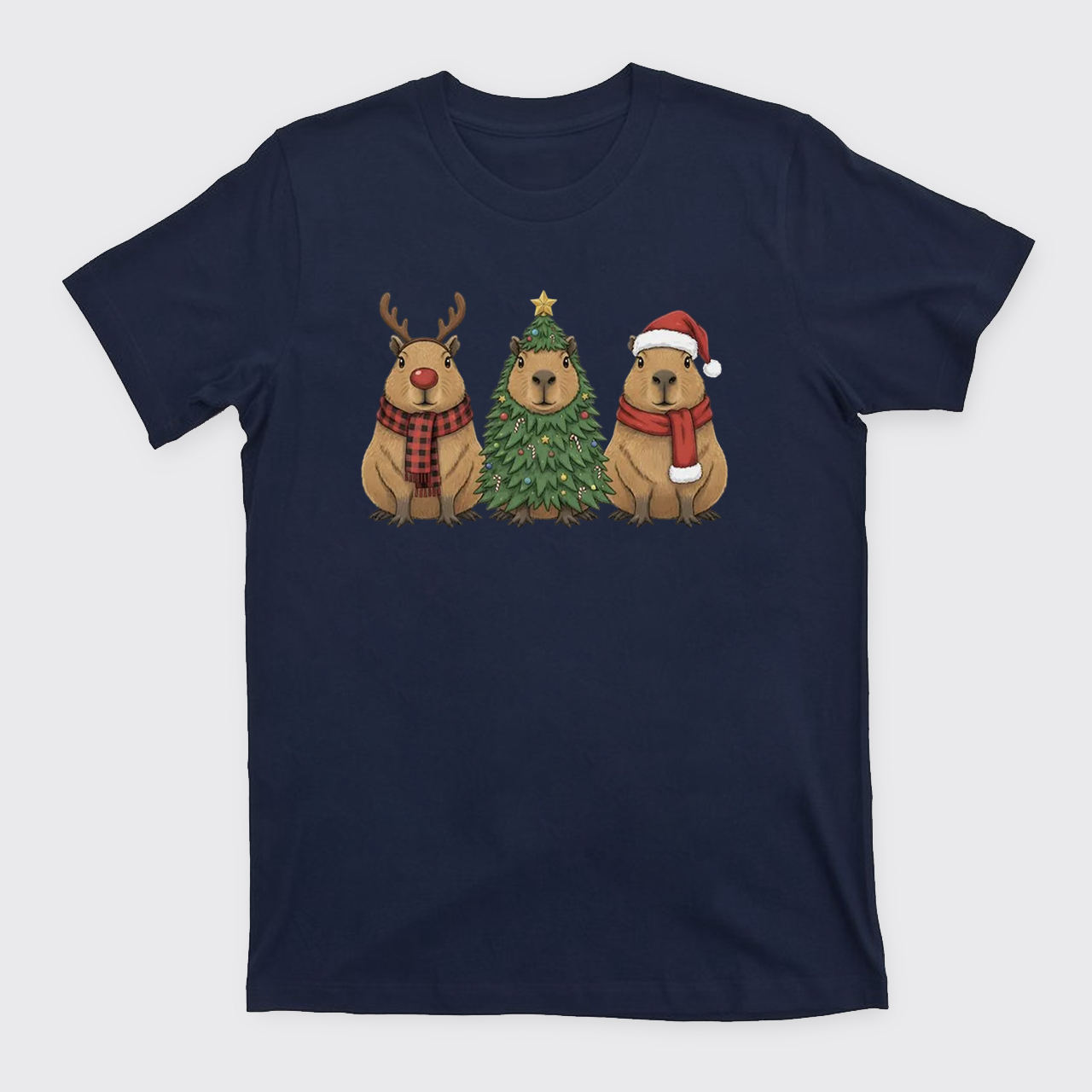 Santa Capybara Christmas T-Shirts