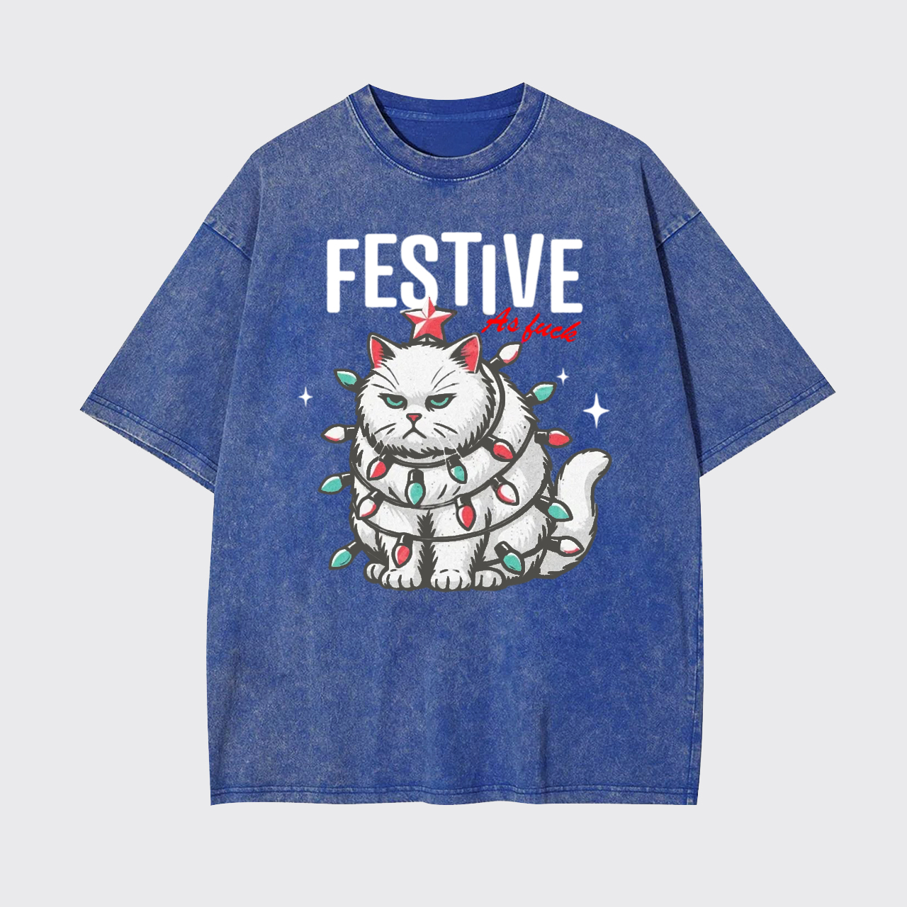 Funny Christmas Cat Sarcastic Holiday Garment-dye Tees