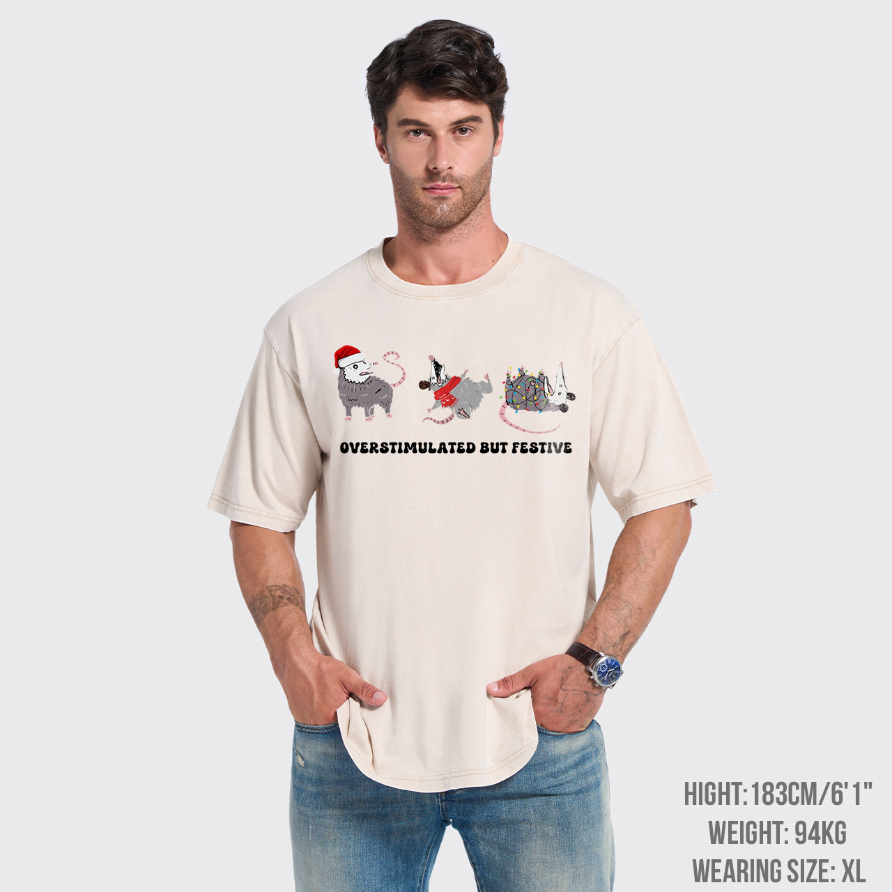 Overstimulated But Festive Possum Garment-dye Tees