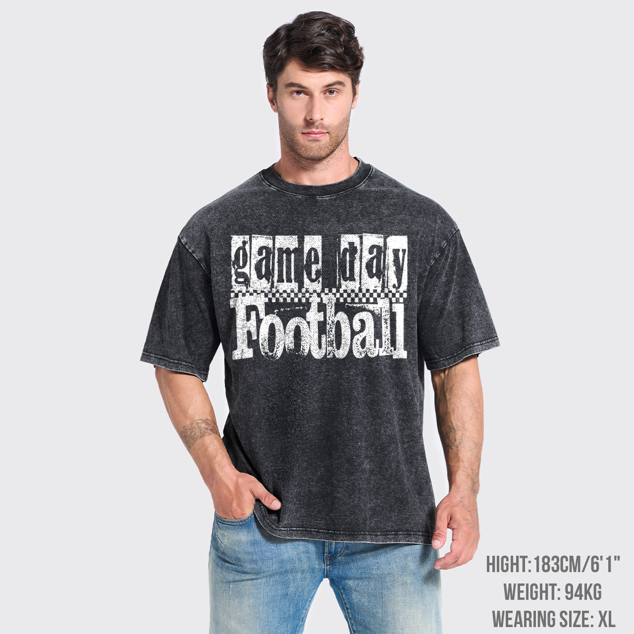 Game Day Football Retro Checkered Garment-dye Tees