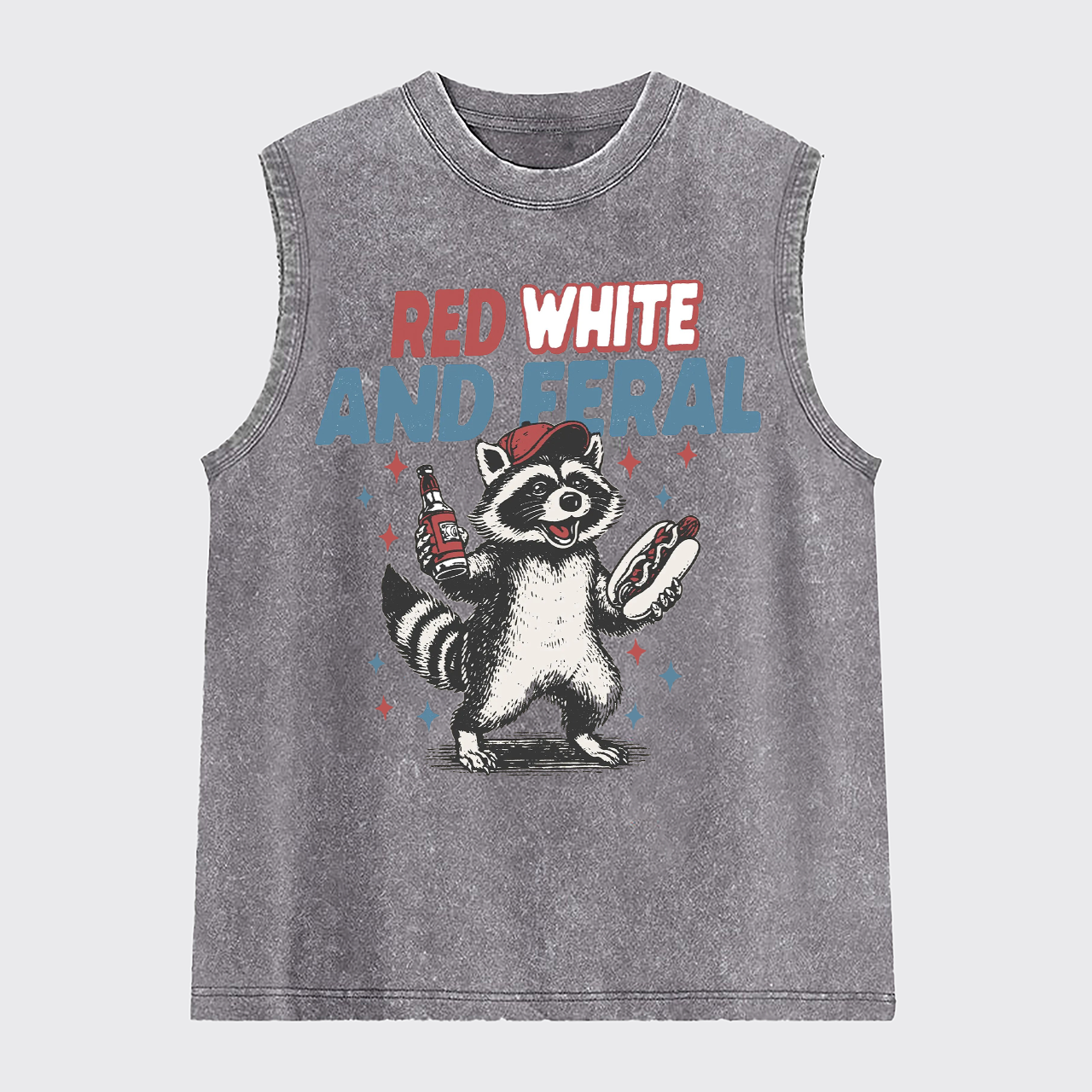 Funny Raccoon-Humorous 4th Of July Washed Tanks