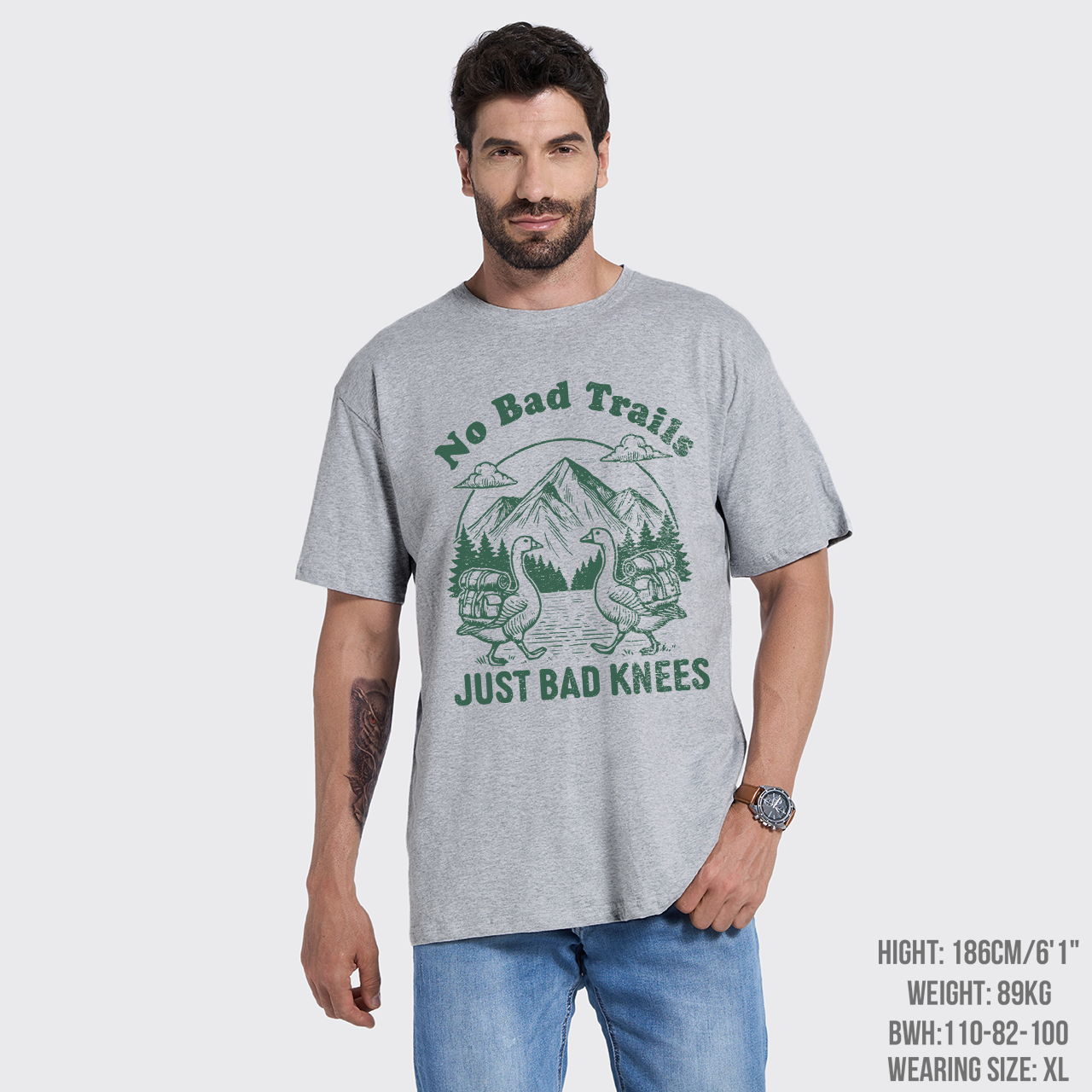 Hiking Goose-No Bad Trails Just Bad Knees T-Shirts