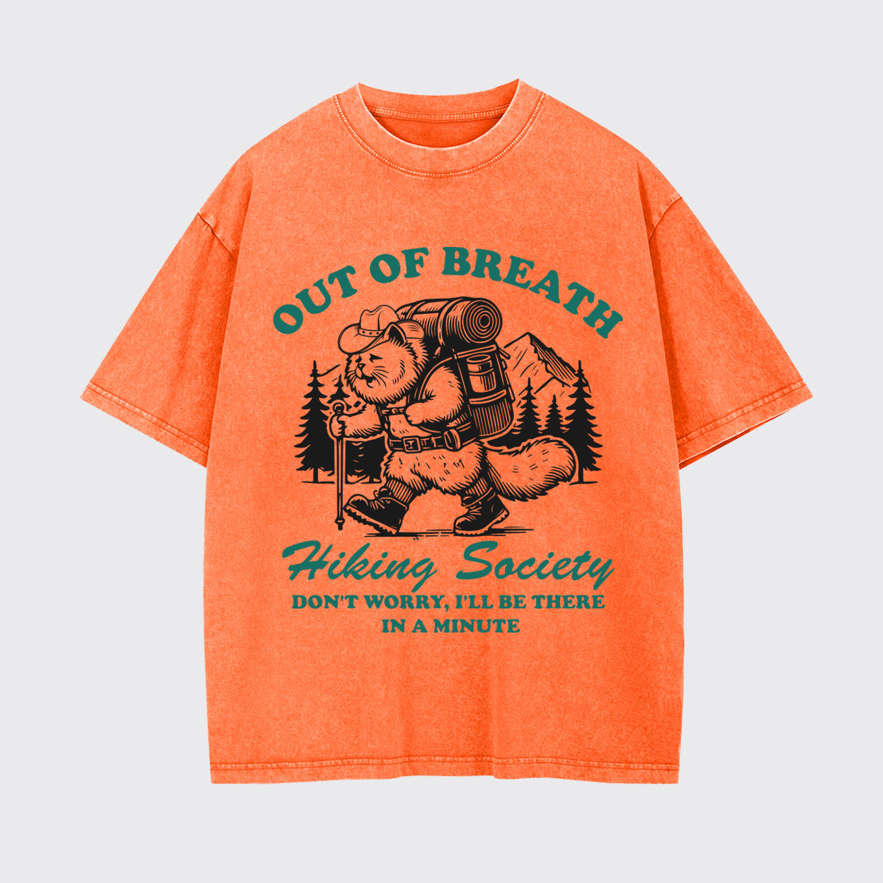 Mountain Hiking Adventurous Cat Garment-dye Tees