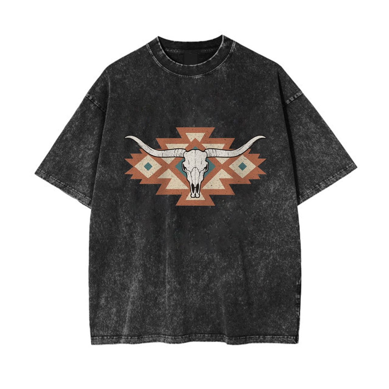 Country Western Aztec Tribal Longhorn Rodeo Garment-dye Tees