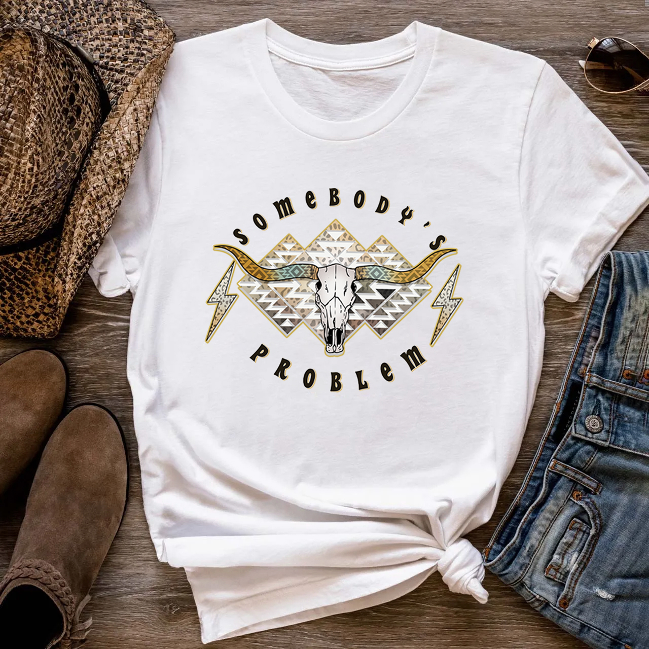 Boho Skull Somebody's Problem T-Shirts